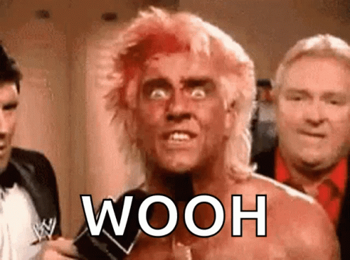 Wrestler shouting Wooh